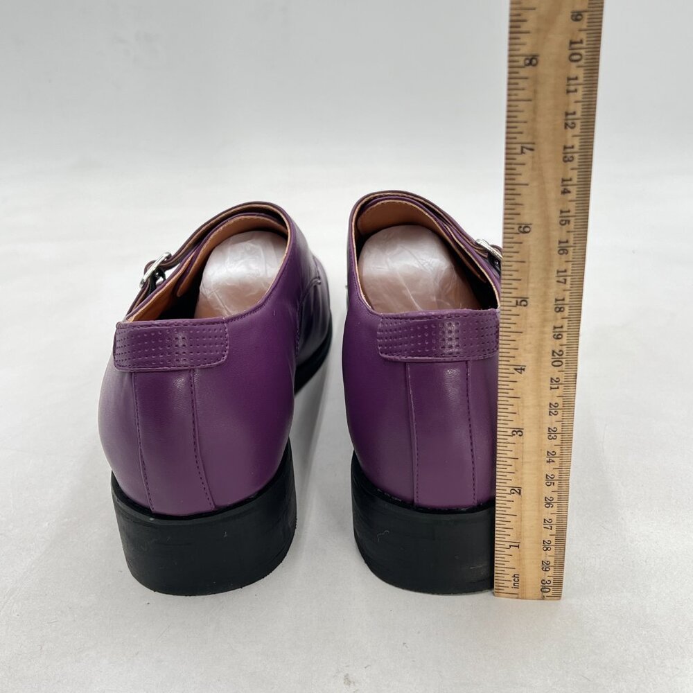 FSJ Purple Men's Double Monk Strap Dress Loafers with Buckle, Business Shoes - Picture 5 of 8